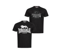 Lonsdale Herren T-Shirt Kelso - Kurzarm, Baumwolle, Rundhals - 2er-Pack Schwarz 2XL