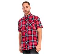 Lonsdale Brixworth Kurzarmhemd S Red / Dark Navy / White