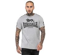 Lonsdale T‑Shirt Stour Herren Kurzarm, 90% Baumwolle/10% Viskose, Marl Grau/Schwarz/Weiß XL