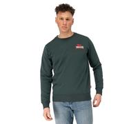 Lonsdale Herren Rundhals-Sweatshirt LYMPSTONE schmale Passform Bottle Green/Red/Ecru M