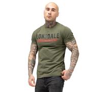 Lonsdale Male-Adult Crantock T-Shirt, Olive/Black/Red, XXL
