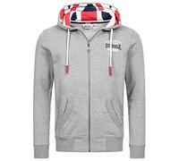 Lonsdale Men's DITTISHAM Kapuzensweatjacke, Marl Grey/Navy/Red, S