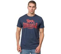 Lonsdale Men's SILVERHILL T-Shirt, Marl Navy/Red, M