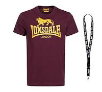 Lonsdale T-Shirt - Herren Shirts - Männer Tshirt - Kurzarm Shirt - Limited Schlüsselband (M, Ox Blood)
