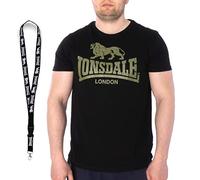 Lonsdale T-Shirt - Herren Shirts - Männer Tshirt - Kurzarm Shirt - Limited Schlüsselband (S, Black Olive)