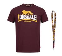 Lonsdale T-Shirt - Kurzarm Shirts - Herren Shirt - Limited Schluesselband (Holmpton Oxblood, L)