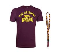 Lonsdale T-Shirt - Kurzarm Shirts - Herren Shirt - Limited Schluesselband (Original Oxblood, XXL)