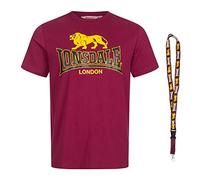 Lonsdale T-Shirt - Kurzarm Shirts - Herren Shirt - Limited Schluesselband (Taverham Oxblood, M)