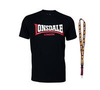 Lonsdale T-Shirt - Kurzarm Shirts - Herren Shirt - Limited Schluesselband (Two Tone Black, 3XL)