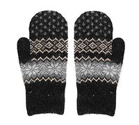 LONTG Handschuhe Damen Fäustlinge Verdickte Winterhandschuhe Schneeflocke Muster Damenhandschuhe mit Fleecefutter Weiche Strickhandschuhe Warme Handschuhe Fausthandschuhe für Freizeit Outdoor Sport
