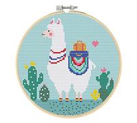 Lonwiner Alpaka Kreuzstich, Vorzeichentes Embroidery-Set mit Alpaka-Motiv für DIY-Hobbys Sicherheitsnadel Leicht zu bedienen Mini-Alpaka-Embroidery-Set