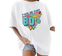 Lonya T Shirt Damen Oversized Rundhals Kurzarm Rosa Schleife Muster Gedruckt Niedliche Sommer Bluse Baumwolle Oberteile Tops Y2k Einfarbig Casual Lockere Basic Tee Shirt, 1A-Weiß, M