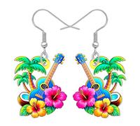LONYOO Acryl Lustige Sommer Ohrringe Strand Schmuck für Frauen Mädchen Mom Tropische Urlaub Hawaii Geschenke für Strandliebhaber Palm Kokosnuss Charms (Schillernd)