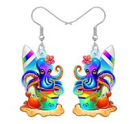 LONYOO Acryl Lustige Sommer Ohrringe Strand Schmuck für Frauen Mädchen Mom Tropische Urlaub Hawaii Geschenke für Strandliebhaber Palm Kokosnuss Charms (Lila)