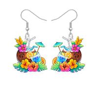 LONYOO Acryl Lustige Sommer Ohrringe Strand Schmuck für Frauen Mädchen Mom Tropische Urlaub Hawaii Geschenke für Strandliebhaber Palm Kokosnuss Charms (Buntes)