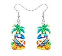 LONYOO Acryl Lustige Sommer Ohrringe Strand Schmuck für Frauen Mädchen Mom Tropische Urlaub Hawaii Geschenke für Strandliebhaber Palm Kokosnuss Charms (Mehrfarbig)