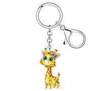 LONYOO Acryl Niedliche Giraffe Schlüsselanhänger Wallet Auto Schlüsselanhänger Ringe Anime Hirsch Giraffe Geschenke für Frauen Mädchen Charms (Gelb 134)