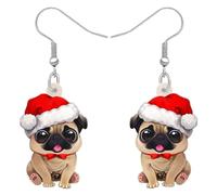 LONYOO Acryl Niedlichen Hund Mops Ohrringe Baumeln Haustiere Welpe Charms Mops Geschenke für Mops Liebhaber Frauen Mädchen Schmuck Dekor (Mehrfarbig)
