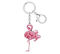 LONYOO Acryl Rosa Flamingo Schlüsselanhänger Schlüsselring Tropischer Vogel Zubehör Inspirierende Flamingo Geschenke für Frauen Mädchen Tasche Geldbörse Charms (Rosa)
