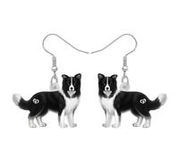 LONYOO Adorable Border Collie Ohrringe baumeln Acryl Haustiere Hund Geschenke für Hundeliebhaber Frauen Mädchen Schmuck Cute Welpen Charms (Schwarz und Weiß)