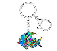 LONYOO Anime Hai Schlüsselanhänger Acryl Meeresschildkröte Oktopus Qualle Krabbe Wal Ozean Schlüsselanhänger Ringe Geschenke für Frauen Mädchen (Clownfisch Schlüsselanhänger Blau 098)