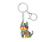 LONYOO Boho Pit Bull Schlüsselanhänger Hund Schlüsselring Pitbull Geschenke für Damen Mädchen Tasche Acryl Charms Handtasche Zubehör Auto Schlüsselbund (Buntes)