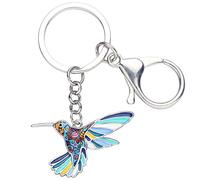 LONYOO Emaille Fliege Kolibri Schlüsselanhänger Zinklegierung Strass Vogel Schmuck für Frauen Mädchen Schlüsselanhänger Handtasche Charms Geschenke (Blau)