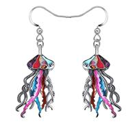 LONYOO Emaille Ozean Tiere Hai Ohrringe baumeln Zinklegierung Oktopus Qualle Wal Delphin Ohrringe für Frauen Mädchen Sommer Charms (Quallen Ohrringe Mehrfarbig)