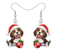 LONYOO Urlaub Hund Ohrringe Weihnachten Geschenke für Frauen Mama, Acryl Weihnachten Ohrringe Hängend Christmas Schmuck Welpen Doggy Pet Hund Liebhaber Geschenke für Mädchen Zubehör (Beagle)