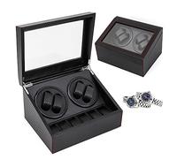 Loohacp Uhrenbeweger Box 4+6, Beweger Uhren Watch Winder Box Uhrenbox PU-Leder, Uhrenbox Kohlefaser Schaukasten, für Alle Automatikuhren Mechanischen Uhren