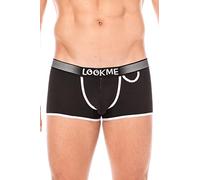 .LOOKME Schwarzer Herren Boxer Short aus dehnbarem, blickdichtem Stoff mit Reißverschluss und breitem Gummibund XL