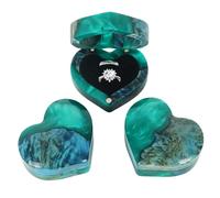 Loongresinwood Herzförmige Ringgeschenkbox, personalisierte Ringbox aus Holz, Ringbox mit Doppelschlitzen, für Hochzeit, Verlobung, Antrag, Geburtstag und Jahrestag, Schmuckbox (grün)