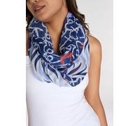 Loop LAURA SCOTT, Damen, blau (marine, weiß), Web, Polyester, bedruckt, gemustert, Modetücher Loop, Sommer Schal im maritimen Design (26693409-0)