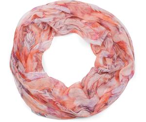 Loop STYLEBREAKER "Loop mit bunten Federn", Damen, orange (orange, rot), Obermaterial: 100% Viskose CV., Modisch, Modetücher Loop (46349404-0) orange, rot