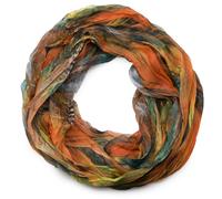 Loop STYLEBREAKER "Loop mit Feder Muster", Damen, orange, Obermaterial: 100% Viskose CV., Modisch, Modetücher Loop (41957003-0) orange
