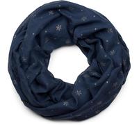 Loop STYLEBREAKER "Loop mit glitzerndem Schneeflocken Print", Damen, blau (dunkelblau), Obermaterial: 50% Viskose CV. 50% Baumwolle CO., Modisch, Modetücher Loop (17405200-0) dunkelblau