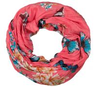 Loop STYLEBREAKER "Loop mit Schmetterling Blumen Print", Damen, rot (koralle), Obermaterial: 100% Viskose CV., Modisch, Modetücher Loop (78165360-0) koralle
