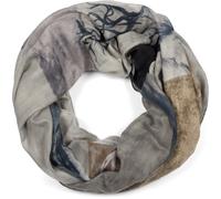 Loop STYLEBREAKER "Loop Schal mit Hirsch Print", Damen, grau (grau, blau), Obermaterial: 80% Viskose CV. 20% Baumwolle CO., Modisch, Modetücher Loop (71030234-0) grau, blau