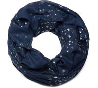 Loop STYLEBREAKER "Loop Schal mit Metallic Sterne Print", Damen, blau (dunkelblau), Obermaterial: 50% Viskose CV. 50% Baumwolle CO., Modisch, Modetücher Loop (77459812-0) dunkelblau