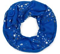 Loop STYLEBREAKER "Loop Schal mit Metallic Sterne Print", Damen, blau (royalblau), Obermaterial: 50% Viskose CV. 50% Baumwolle CO., Modisch, Modetücher Loop (94785153-0) royalblau