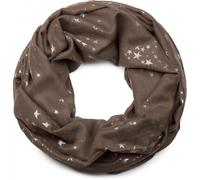 Loop STYLEBREAKER "Loop Schal mit Metallic Sterne Print", Damen, braun (dunkelbraun), Obermaterial: 50% Viskose CV. 50% Baumwolle CO., Modisch, Modetücher Loop (19583144-0) dunkelbraun