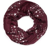 Loop STYLEBREAKER "Loop Schal mit Metallic Sterne Print", Damen, rot (weinrot), Obermaterial: 50% Viskose CV. 50% Baumwolle CO., Modisch, Modetücher Loop (34786921-0) weinrot