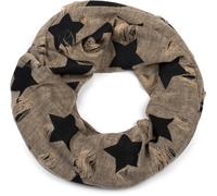Loop STYLEBREAKER "Loop Schal mit Sterne und Punkte Muster", Damen, braun, Obermaterial: 50% Viskose CV. 50% Polyester PES., Modisch, Modetücher Loop (12485928-0) braun