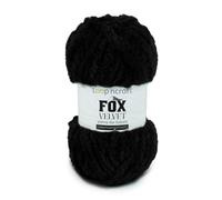 Loopncraft Chenille Garn, Schwarz, 100g, Fox Velvet, Plüschiges Garn mit Fransen