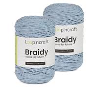 Loopncraft Makramee Garn 2er-Set Babyblau - 2 X 2mm - 250m - 250g, Kettengarn, Braidy Garn, Recycling