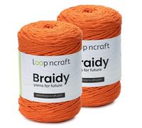Loopncraft Makramee Garn 2er-Set Orange, 2 X 2mm - 250m - 250g, Kettengarn, Braidy Recycling Garn