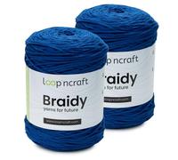 Loopncraft Makramee Garn 2er-Set Royalblau, 2 X 2mm - 250m - 250g, Kettengarn, Braidy Garn, Recycling