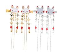 LOORGVEL 2 Paar Hanfu Haarnadeln mit Quasten Legierung Fuchsdekoration Filigraner Haarschmuck für Damen und Mädchen Vintage Haaraccessoires für Fest Alltag