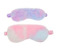 LOORGVEL 2 Stück Plüsch Schlafmaske Mädchen Weich Verstellbar Lichtblockierend Angenehmes Material mit Elastischem Band für Reisen Nickerchen und Nacht Buntes Design Blau