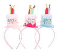 LOORGVEL 3 Stück Geburtstag Haarreifen mit Kerzen Design Dekorative Party Stirnbänder für Mädchen Farblich Sortiert Langlebig und Kindgerecht Zufällige Farbe Zufällige Farbe